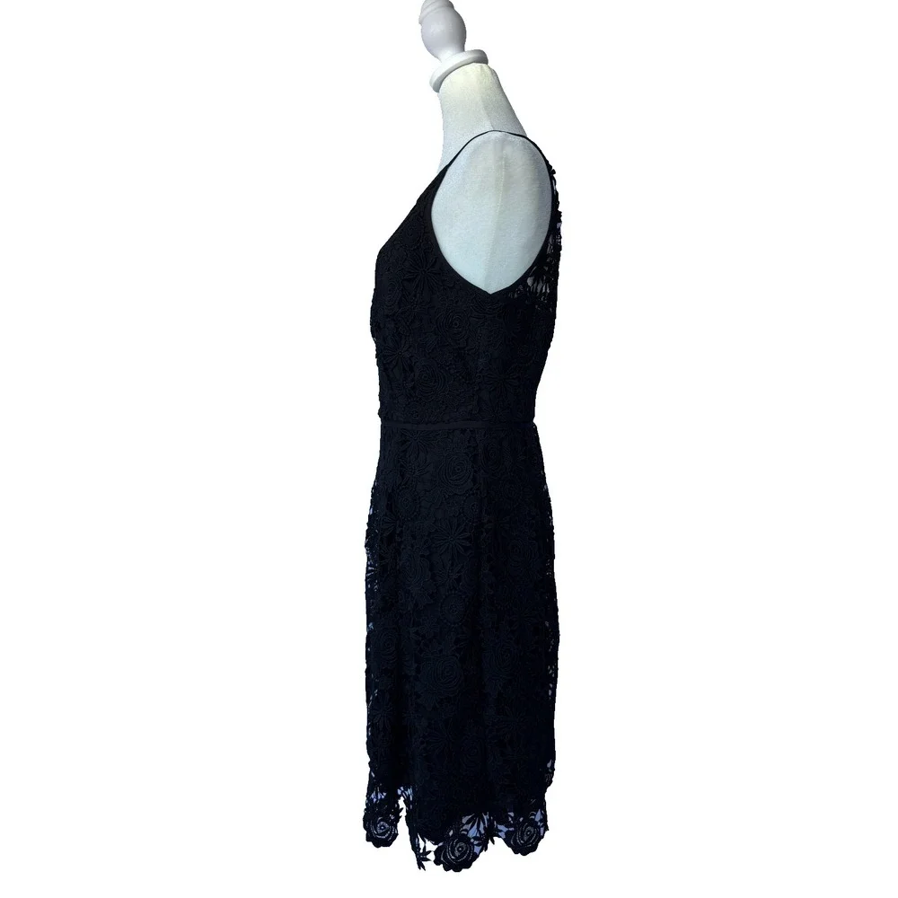 White House Black Market Crochet Halter Lace Midi Dress Size 6 Whimsigoth Gothic